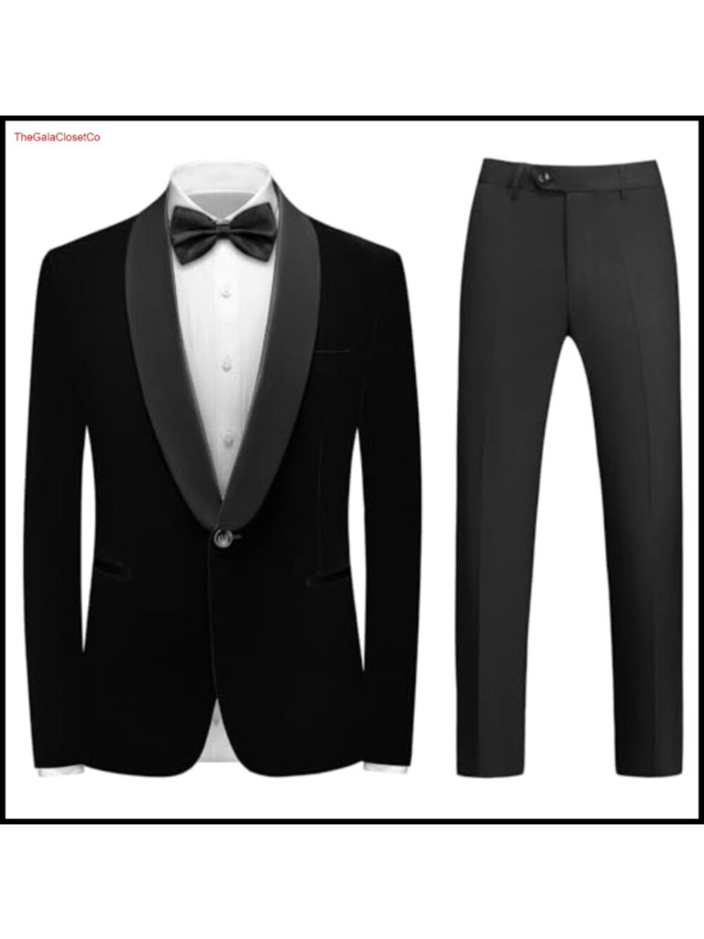 Velvet Tuxedo Suit 2 Piece Slim Fit Shawl Lapel Wedding Prom Set